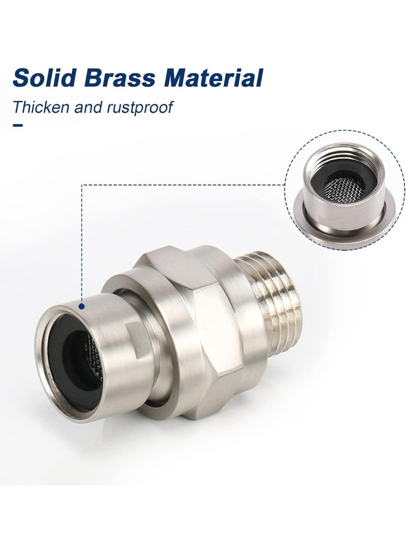 Shower Head Swivel Ball Adapter - Solid Brass Shower Connector Ball Joint Adjustable Universal Shower Arm Extension Component (Brushed Nickel) - Image 4